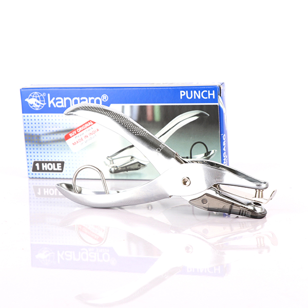 Acme United ACM00588 One-Hole Punch – Compact Steel Punch, 1/8” Hole, 5-Sheet Capacity, Nickel-Plated, With Built-in Receptacle